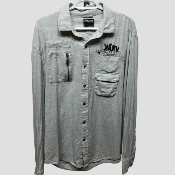𝅺Karv Light Grey Long Sleeve Button Down Shirt Size XL - Picture 1 of 9